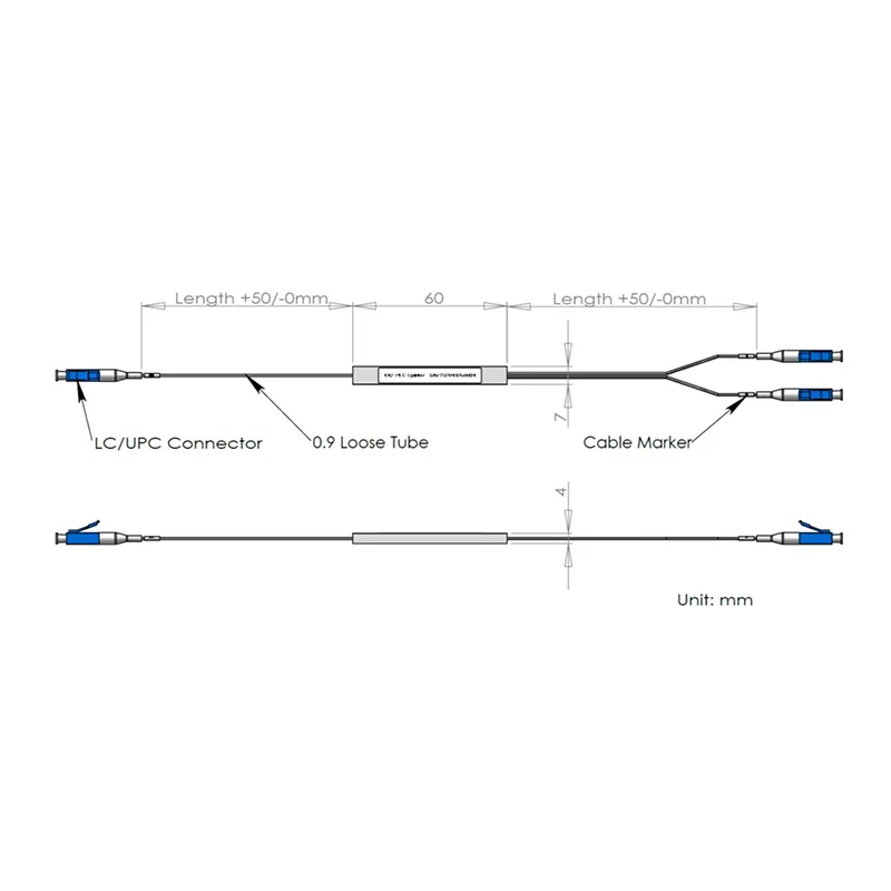 1*2 splitter plc dengan konektor LC/UPC